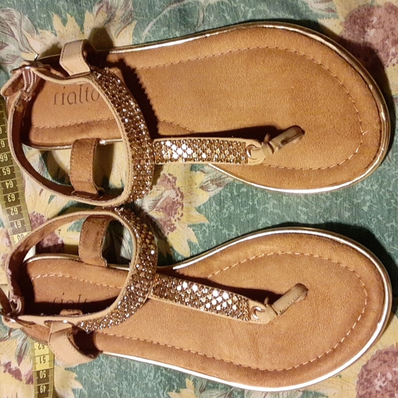 RIALTO womens gold studded glittering sandals. Brand New - Picture 1 of 4